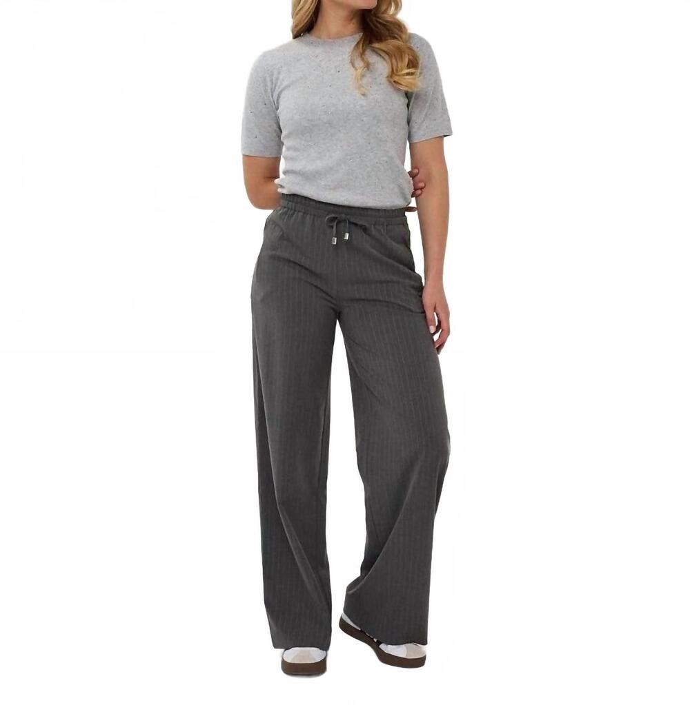 NEW ESQUALO tessina rib short sleeve studs top in light grey melange